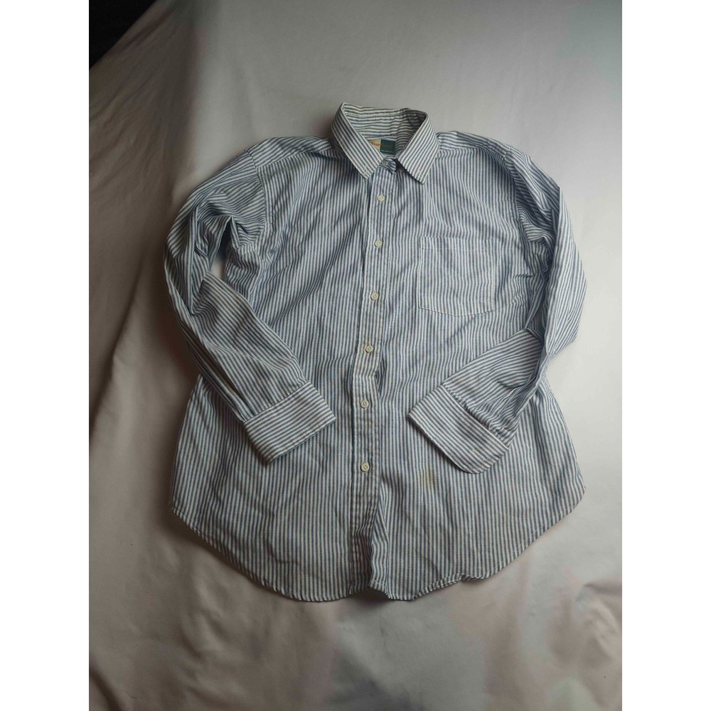 Vintage 90s WearGuard Button Up Womens Medium Blue White Striped Preppy Nautical